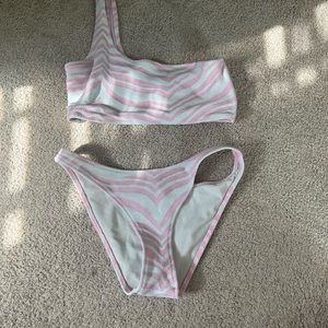 Triangl one shoulder pink zebra bikini